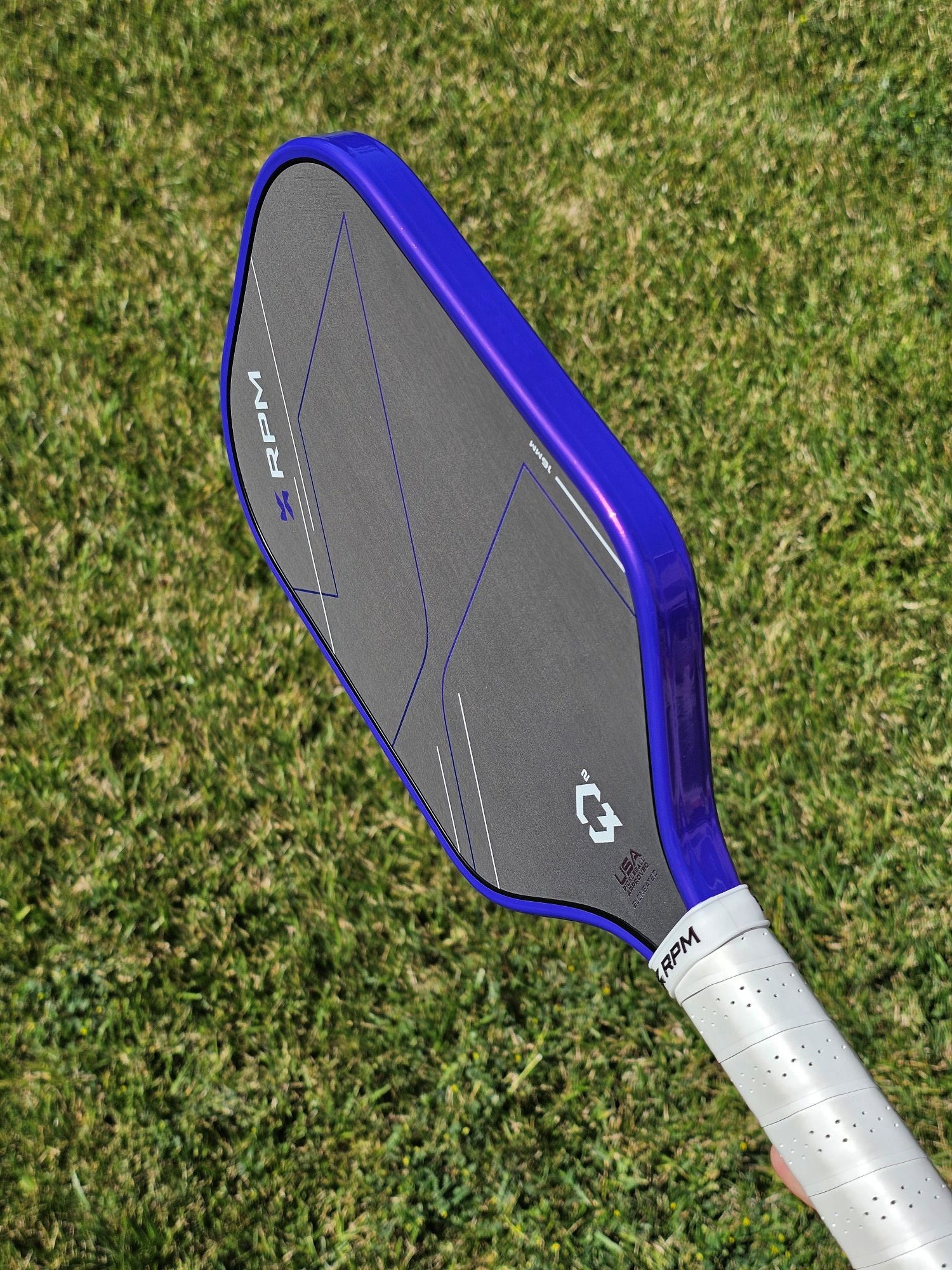 RPM Q2 pickleball  paddle with purple edge guard tape